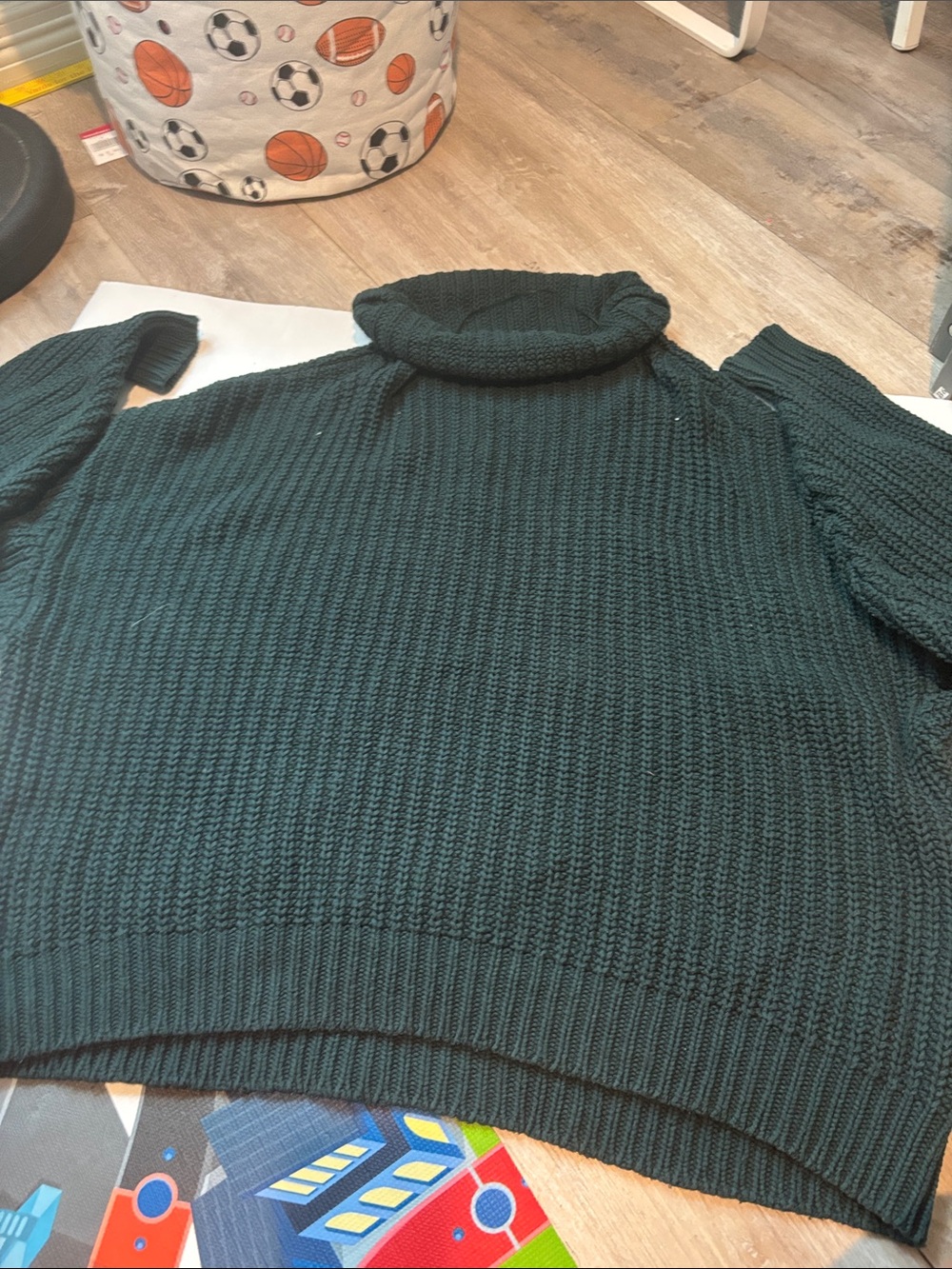 Free People Chunky Oversized Turtleneck Sweater in Deep Teal Size Xs